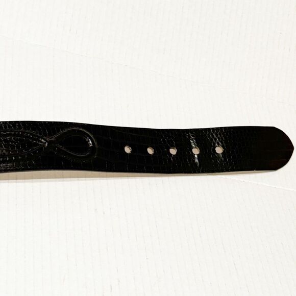 Guess Georges Marciano Vtg 90s Chunky Leather Belt Black Croc Emboss 3058 Sz M main image 12